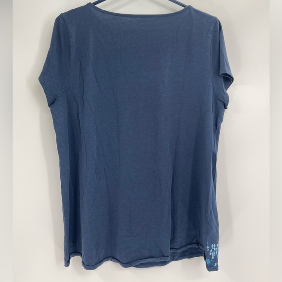 Pure j.jill pj floral knit tunic blue floral tee shirt short sleeve size large - Picture 7 of 9